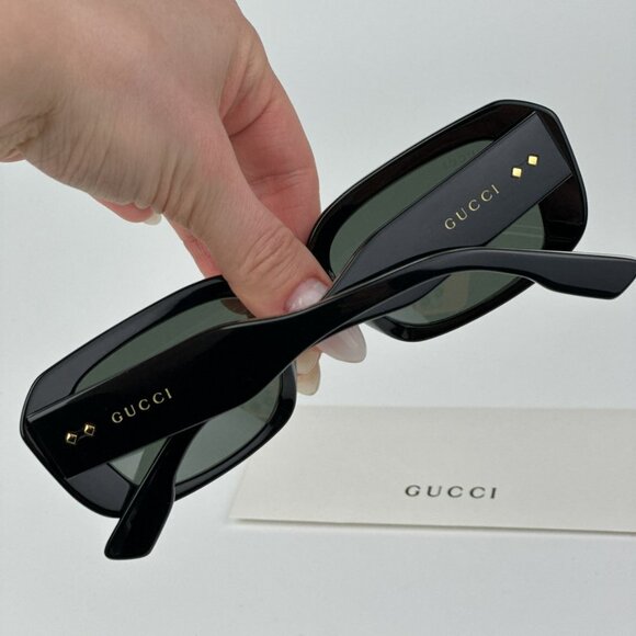 Gucci GG1531SK 001 BRAND NEW Sunglasses Black Grey Unisex Rectangle - Picture 5 of 14